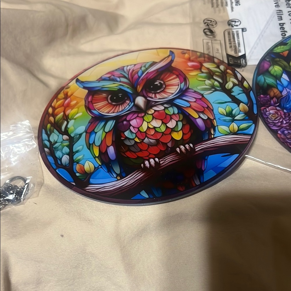 Colorful Owl Stained Glass Art